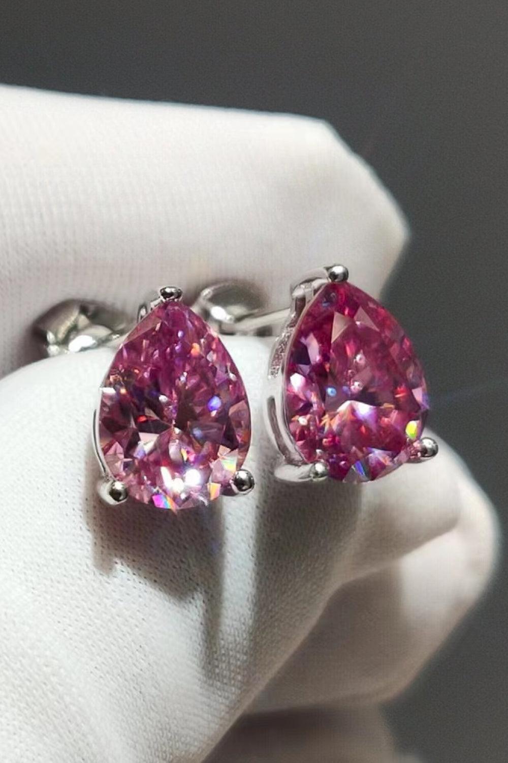 2 Carat Teardrop Moissanite Platinum-Plated Stud Earrings Carauana Store