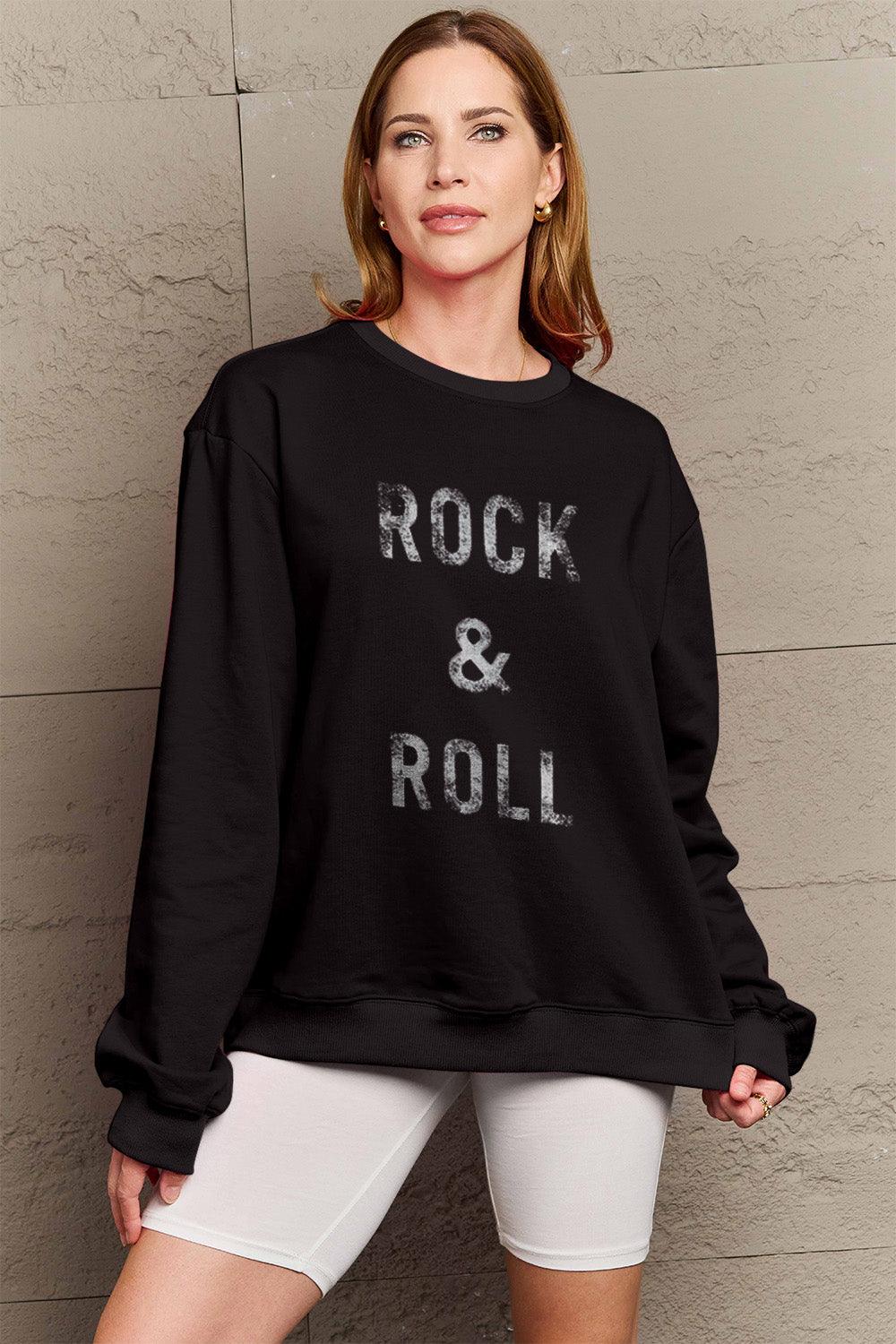 Simply Love Full Size ROCK & ROLL Round Neck Sweatshirt Carauana Store