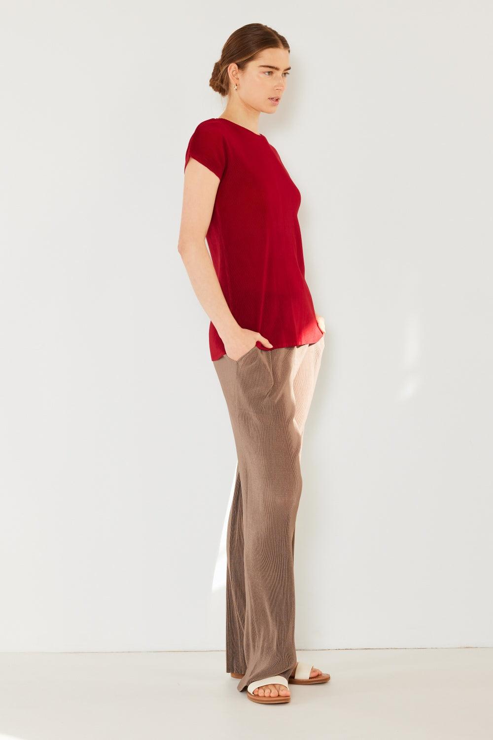 Marina West Swim Rib Pleated Cap Sleeve Top Carauana Store