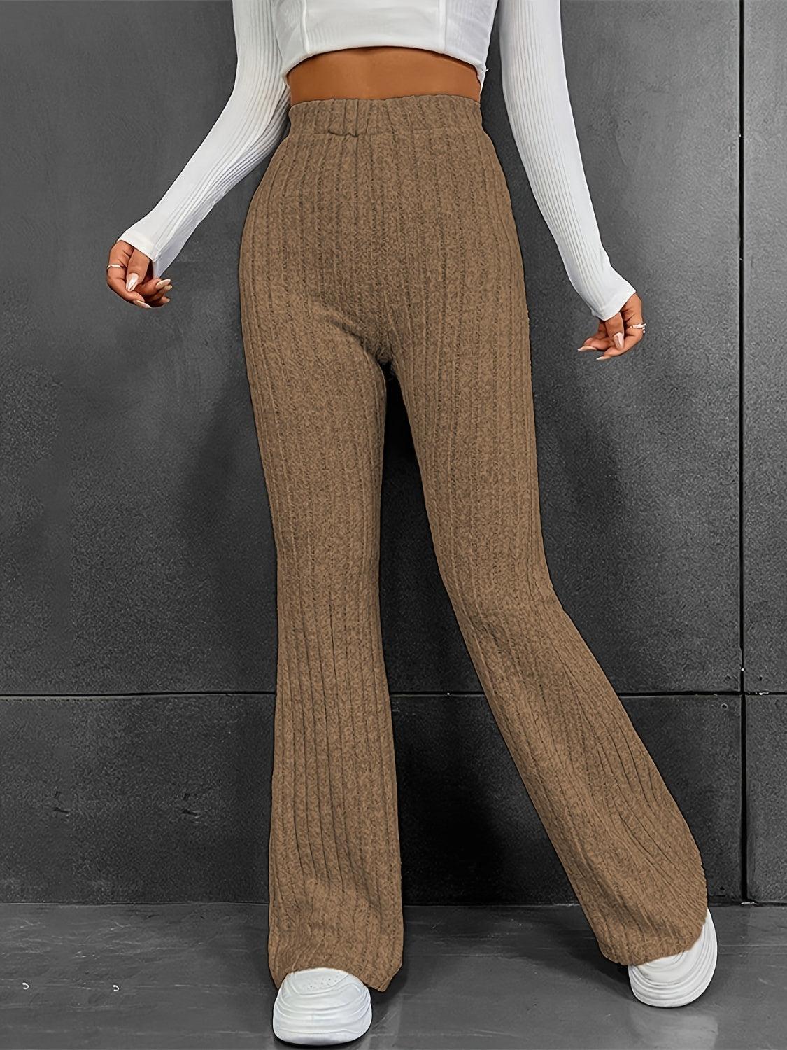 Ribbed High Waist Bootcut Pants Carauana Store