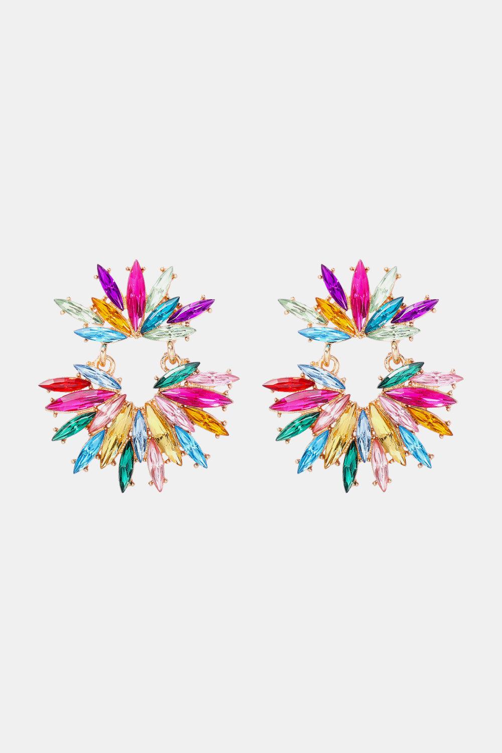 Flower Shape Glass Stone Dangle Earrings Carauana Store