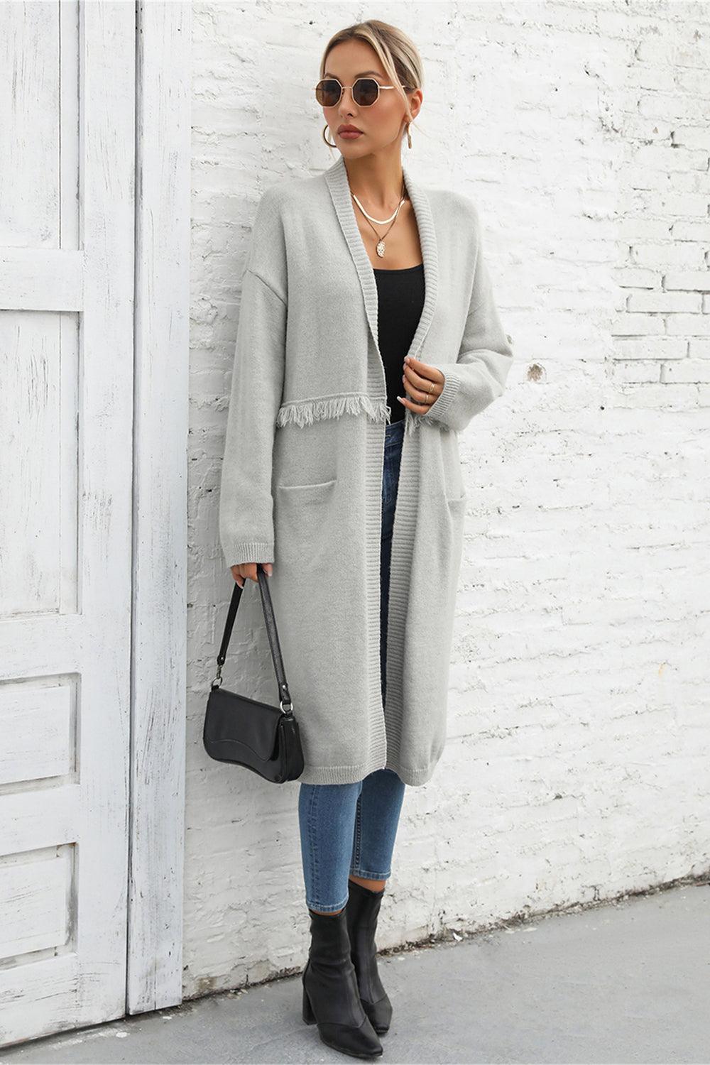 Angel Wings Open Front Pocketed Cardigan Carauana Store