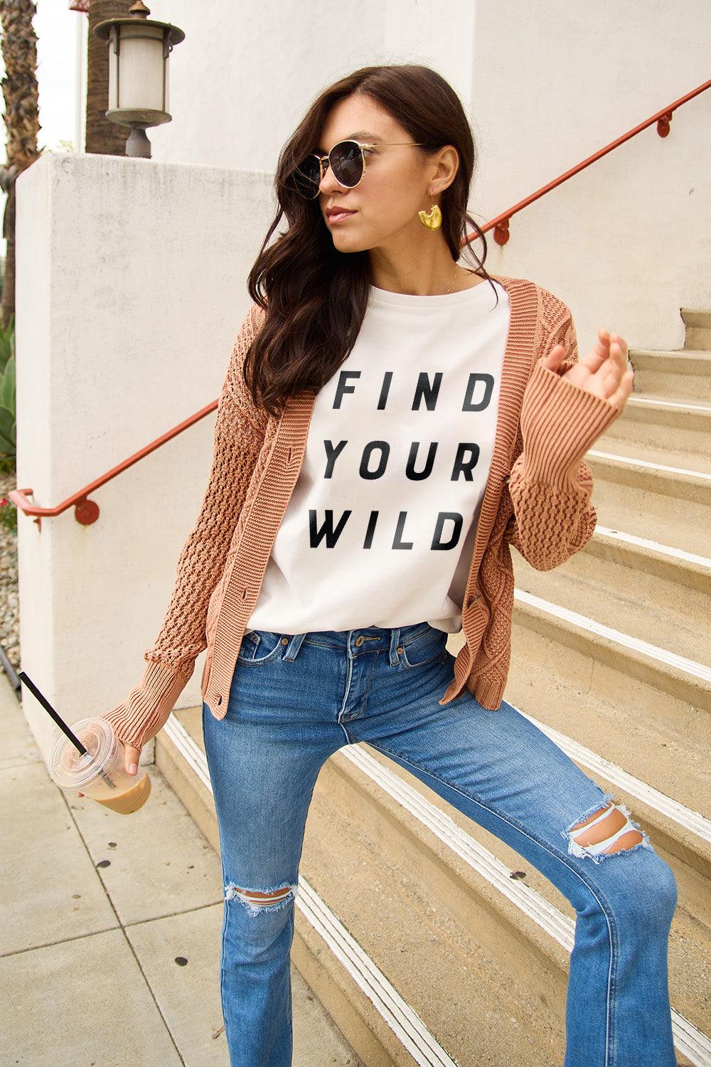 Simply Love Full Size FIND YOUR WILD Short Sleeve T-Shirt Carauana Store