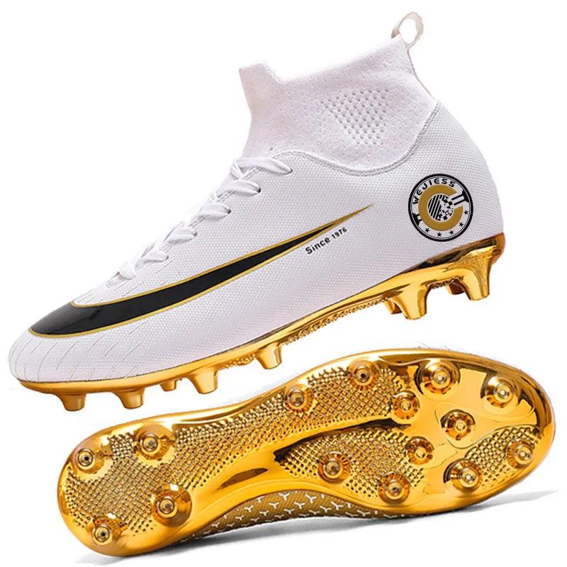 Adult and Teenager Soccer Cleats in White_Gold - Shop Today! Carauana Store