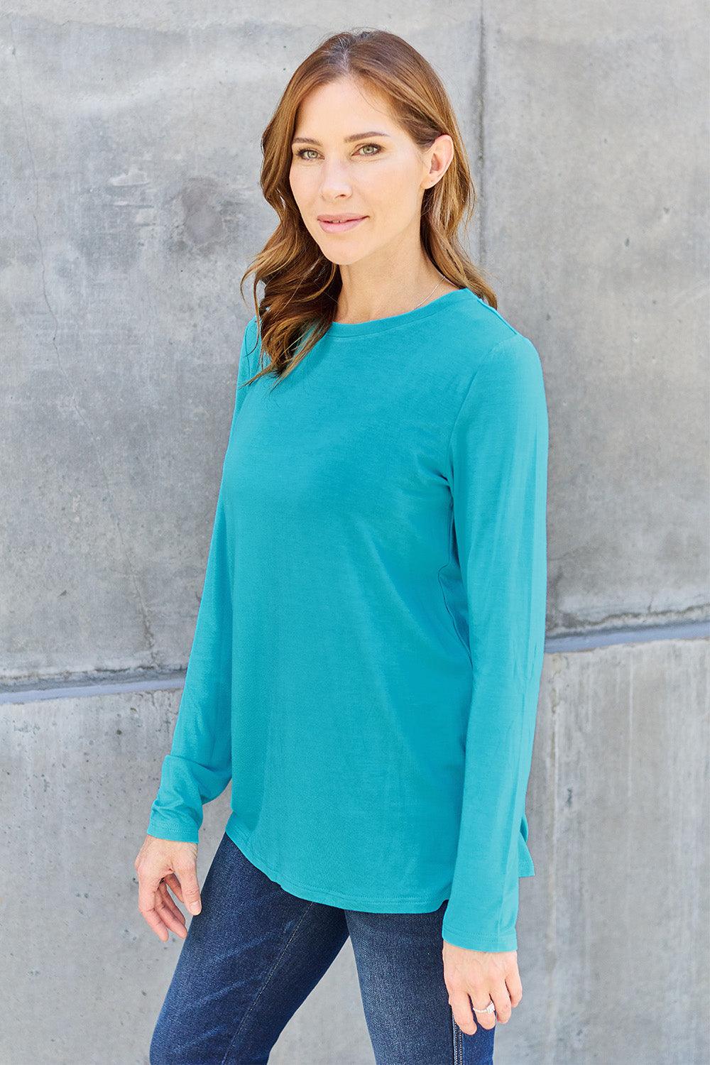 Basic Bae Full Size Round Neck Long Sleeve Top Carauana Store
