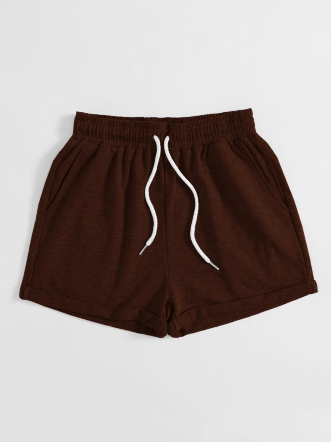 Drawstring Pocketed Elastic Waist Shorts Carauana Store