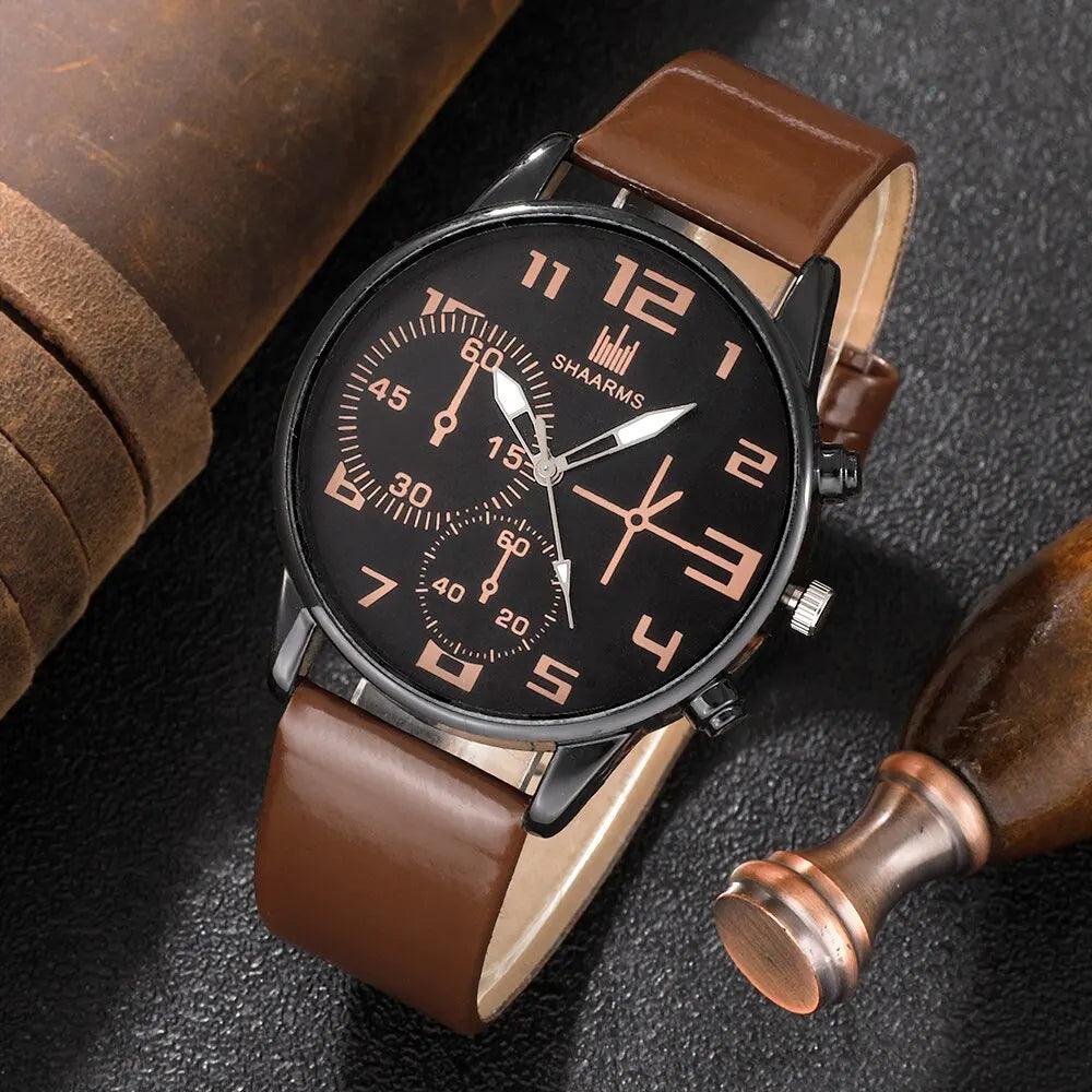 Elevate Your Style with SHAARMS Retro Big Dial Quartz Wristwatch Set Carauana Store