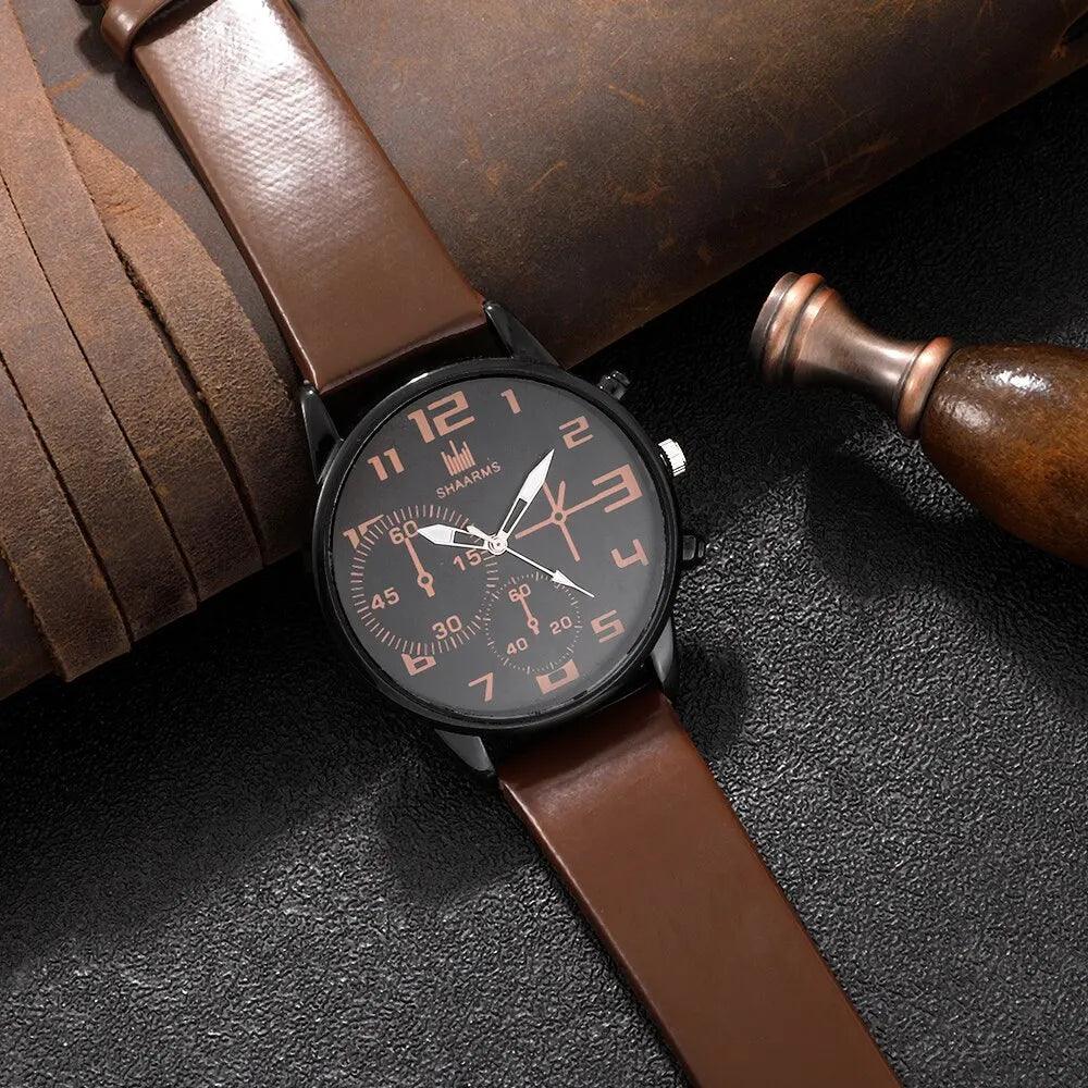 Elevate Your Style with SHAARMS Retro Big Dial Quartz Wristwatch Set Carauana Store