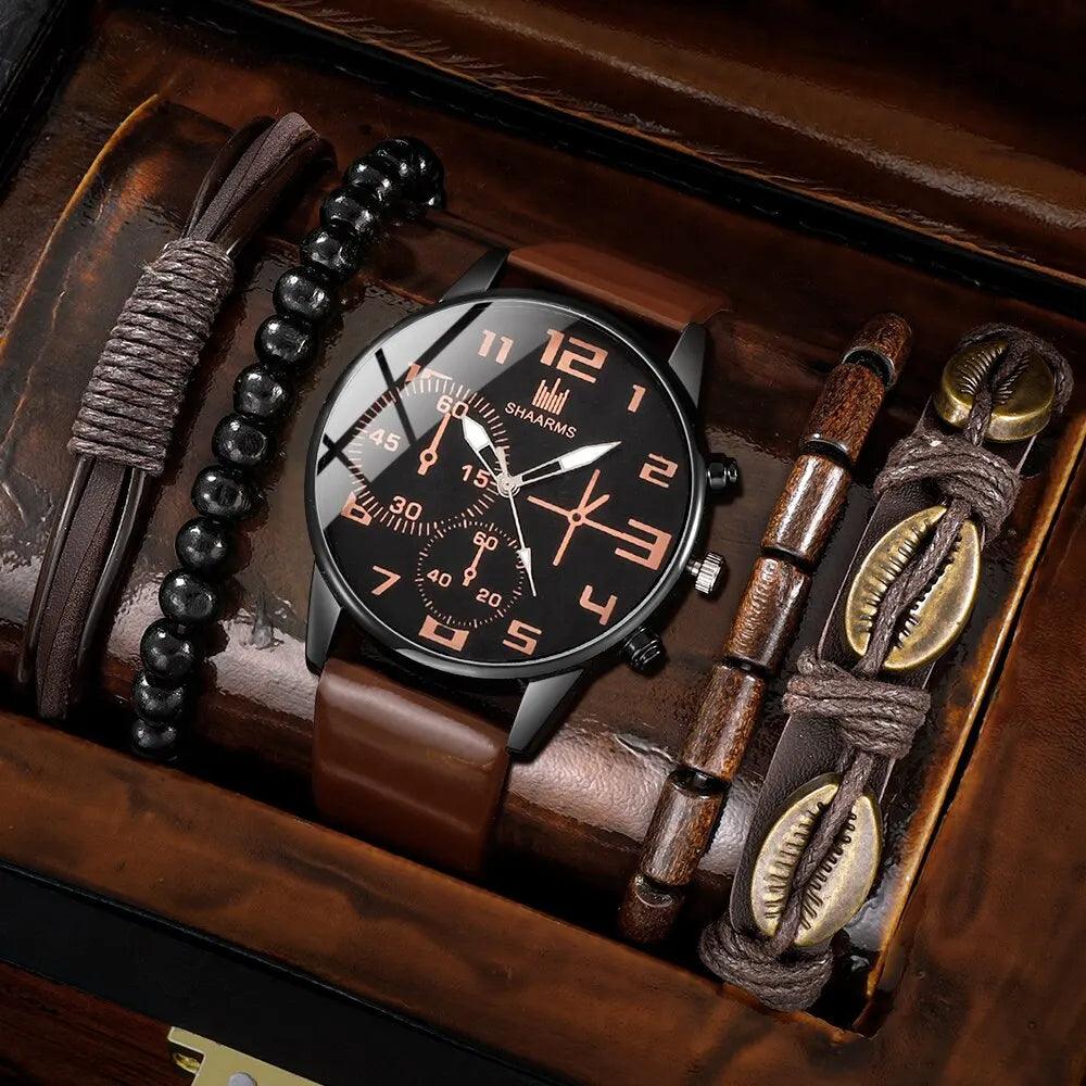 Elevate Your Style with SHAARMS Retro Big Dial Quartz Wristwatch Set Carauana Store