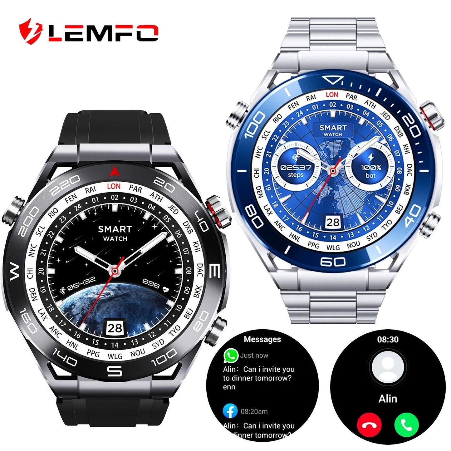 LEMFO smartWatches for men stainless steel|Your Timeless Companion, Now Exclusively Yours! Carauana Store