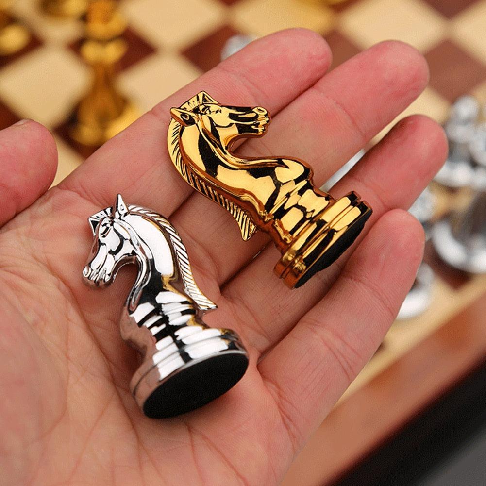 Metal International Chess Game with Exquisite Storage Box Medieval Luxury Chess Carauana Store