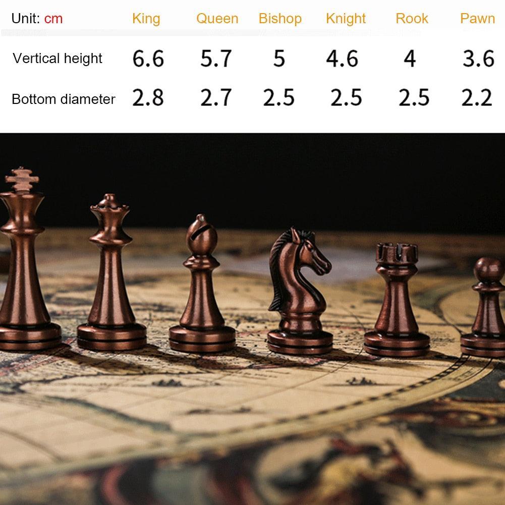 Metal International Chess Game with Exquisite Storage Box Medieval Luxury Chess Carauana Store