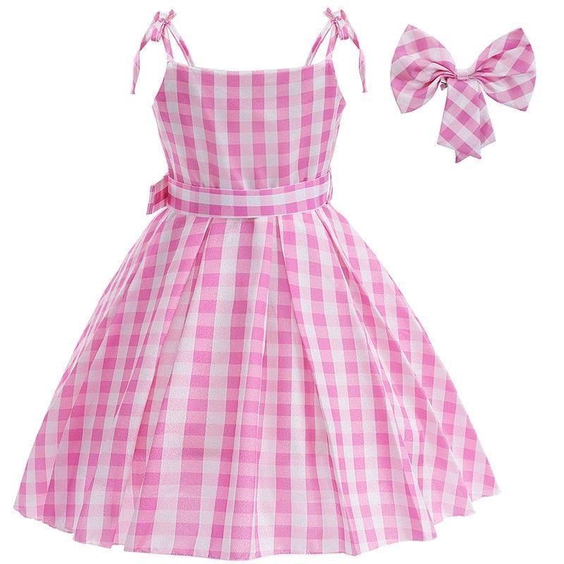 Movie Barbie Cosplay Girls Dress Long Style Lattice Sling Princess Dress For 3-10Years Kids Carauana Store