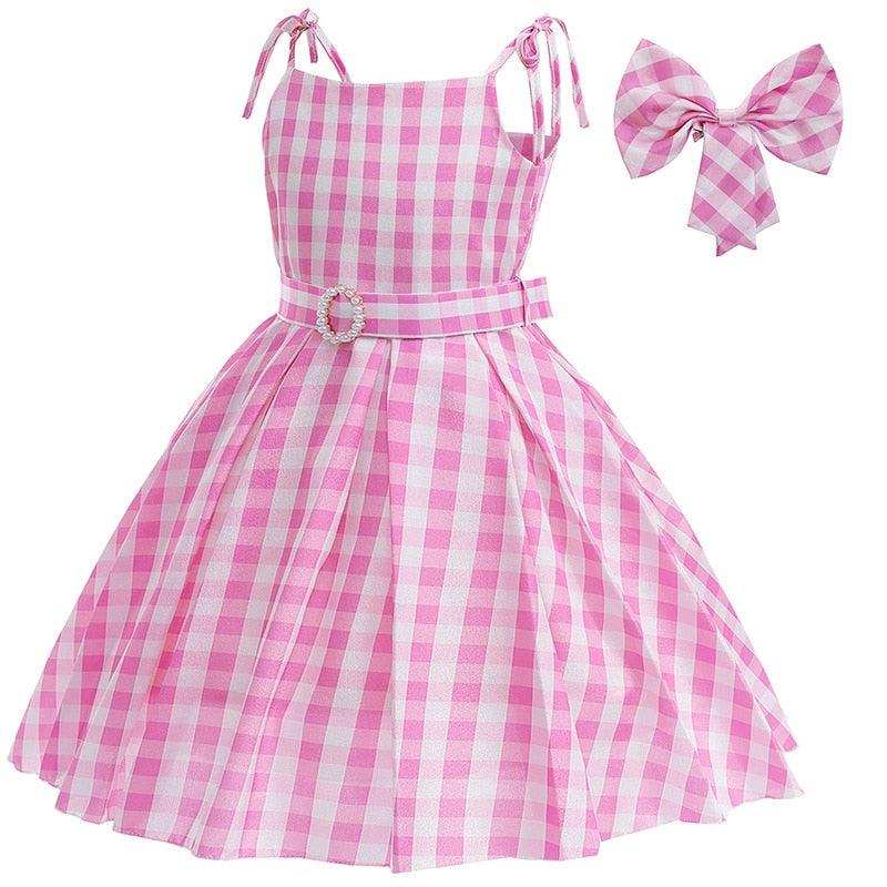 Movie Barbie Cosplay Girls Dress Long Style Lattice Sling Princess Dress For 3-10Years Kids Carauana Store