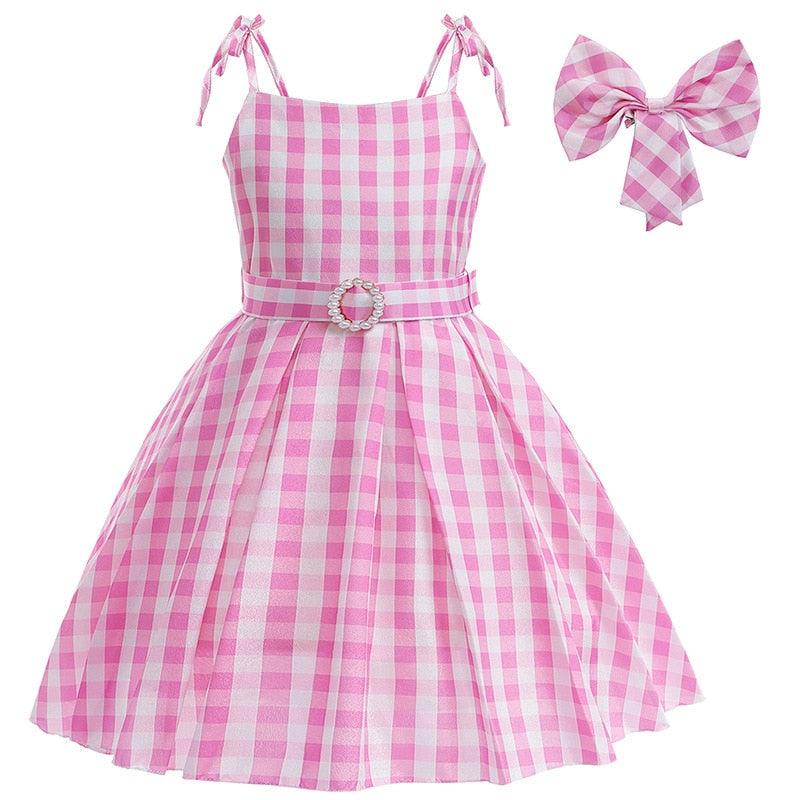 Movie Barbie Cosplay Girls Dress Long Style Lattice Sling Princess Dress For 3-10Years Kids Carauana Store