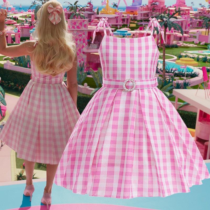 Movie Barbie Cosplay Girls Dress Long Style Lattice Sling Princess Dress For 3-10Years Kids Carauana Store