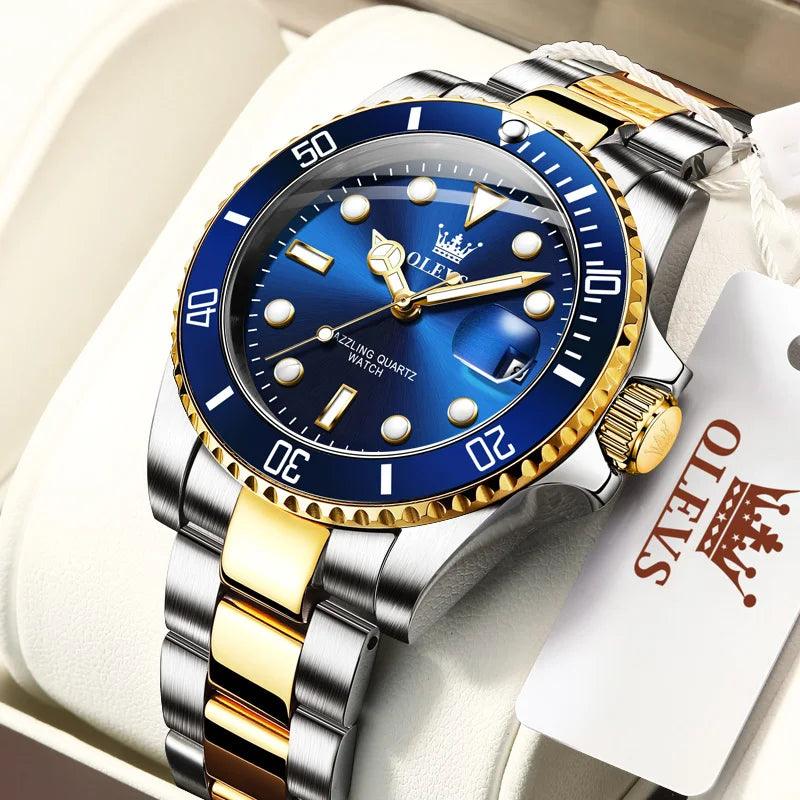 OLEVS Mens Watches Top Brand Luxury Fashion Waterproof Luminous Hand Green Dial Quartz Sports Wristwatch Gifts for Men Carauana Store