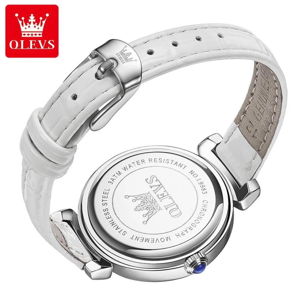 OLEVS Women's Watches Light luxury Fashion Original Quartz Watch for Ladies Waterproof Leather Strap Luminous Diamond Ring Dial Carauana Store