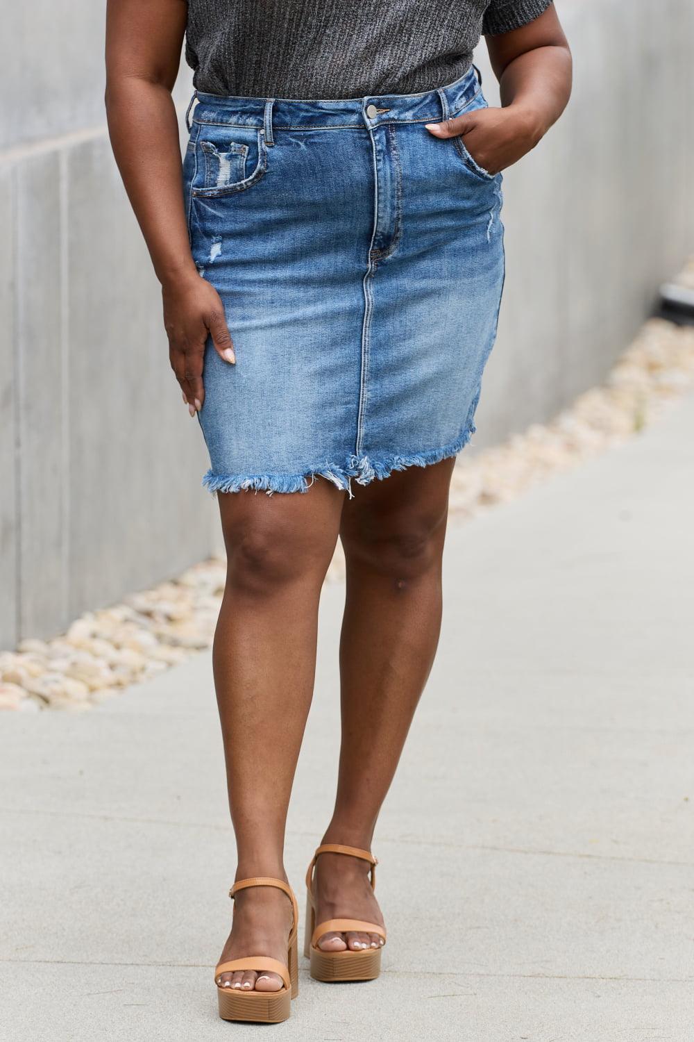 RISEN Amelia Full Size Denim Mini Skirt Carauana Store