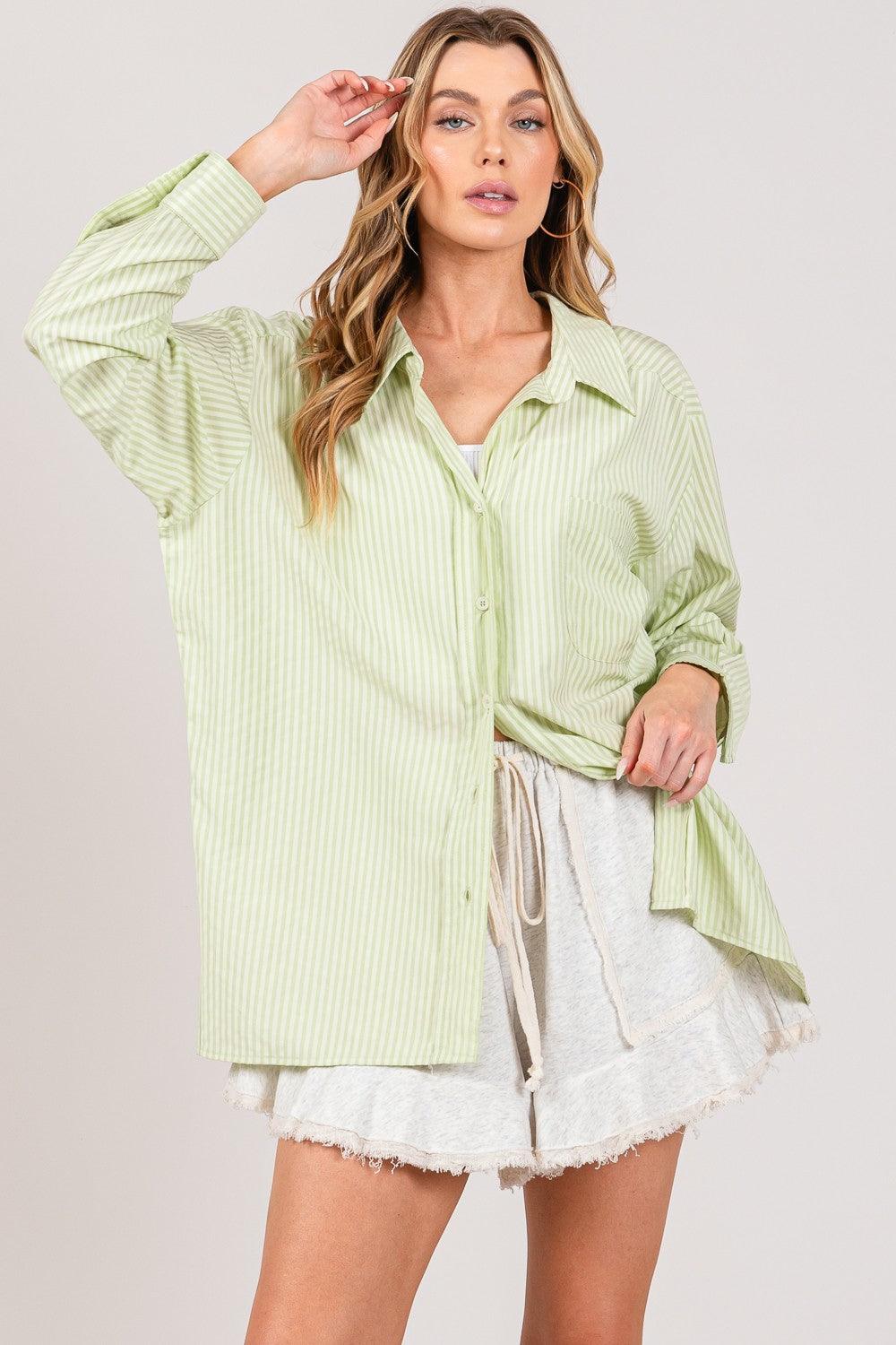 SAGE + FIG Striped Button Up Long Sleeve Shirt Carauana Store