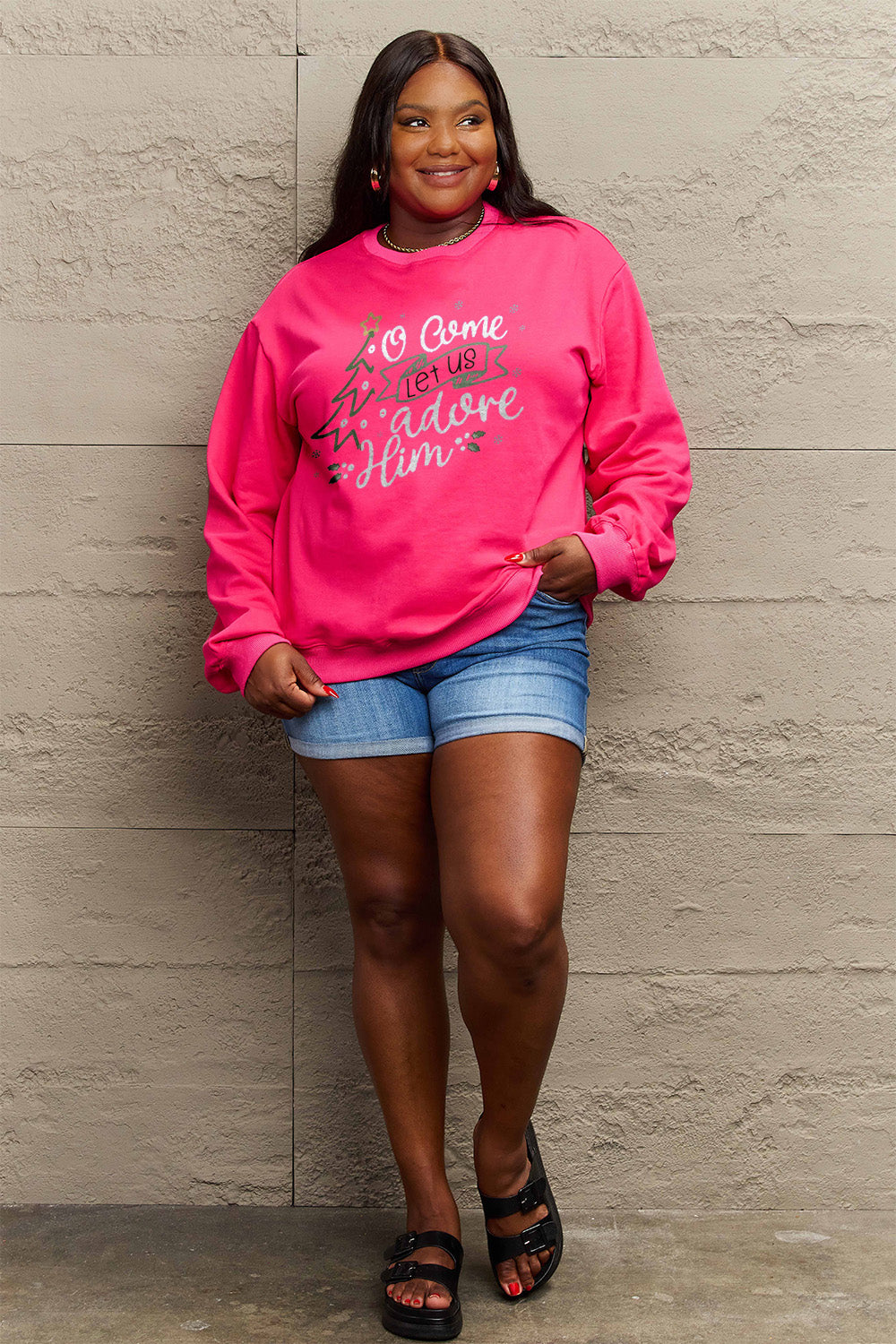 Simply Love Full Size Letter Graphic Long Sleeve Sweatshirt Carauana Store