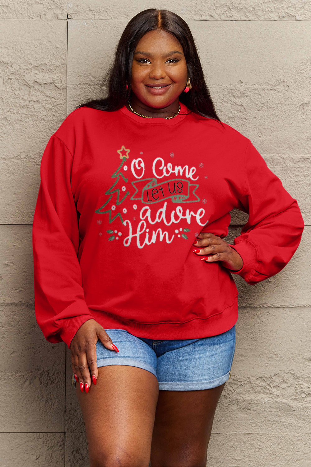 Simply Love Full Size Letter Graphic Long Sleeve Sweatshirt Carauana Store