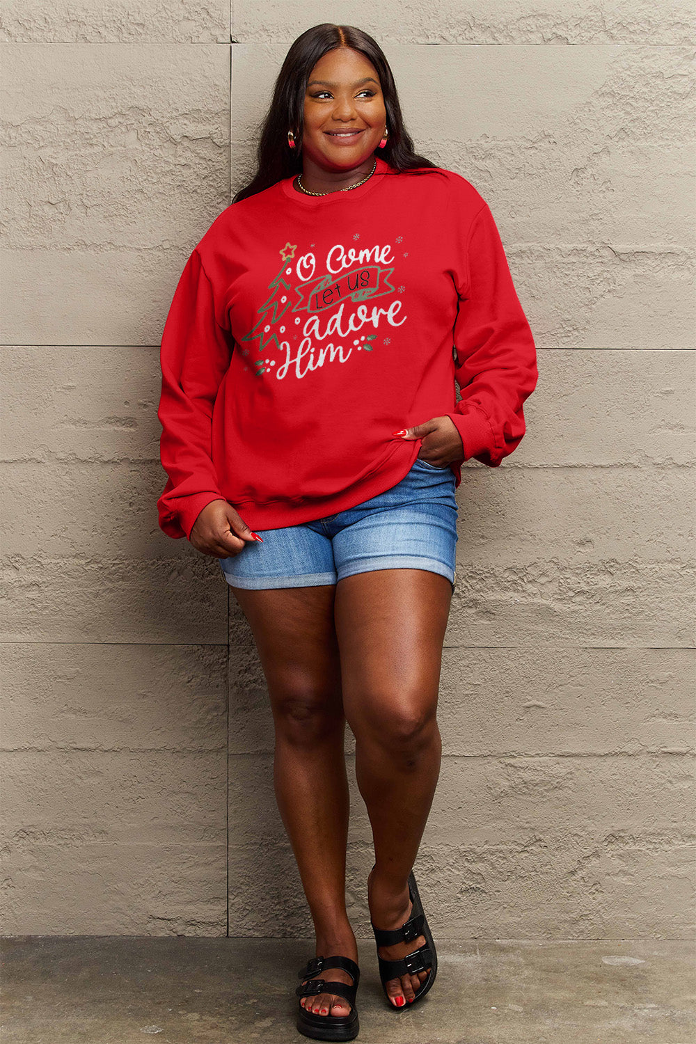 Simply Love Full Size Letter Graphic Long Sleeve Sweatshirt Carauana Store
