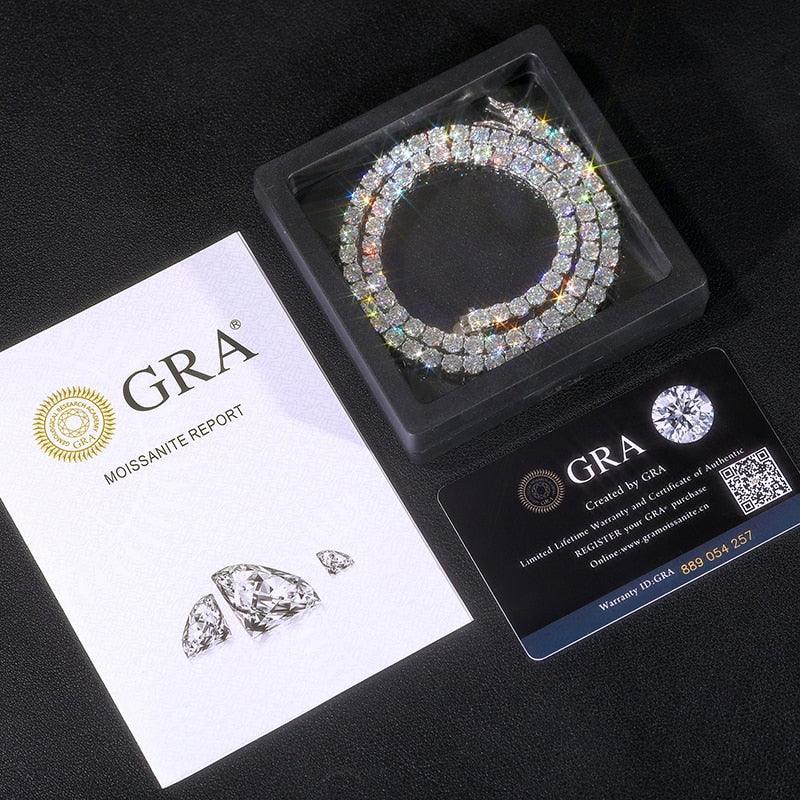 Sparkling Moissanite Tennis Chain Necklace 100% 925 Sterling Pass Diamond Test with Certificate GDTC Carauana Store