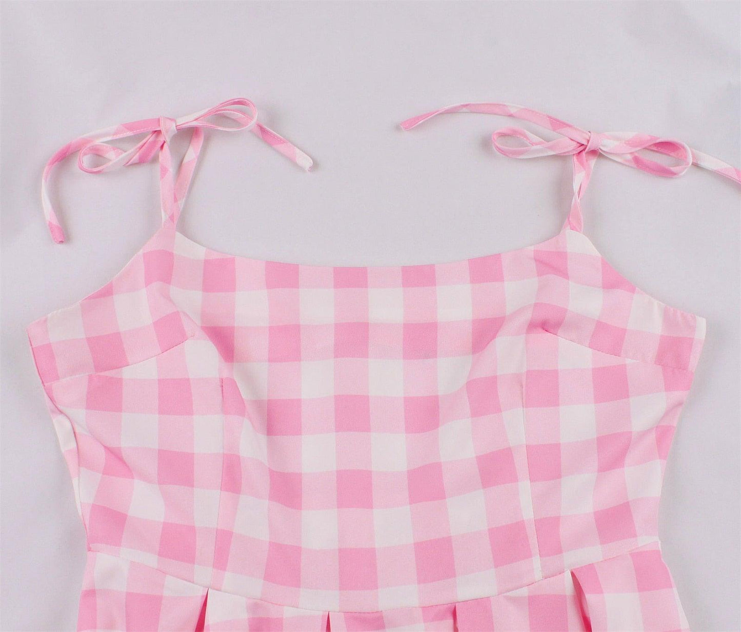 Women Vintage Barbiee Pink Plaid Dress Carauana Store