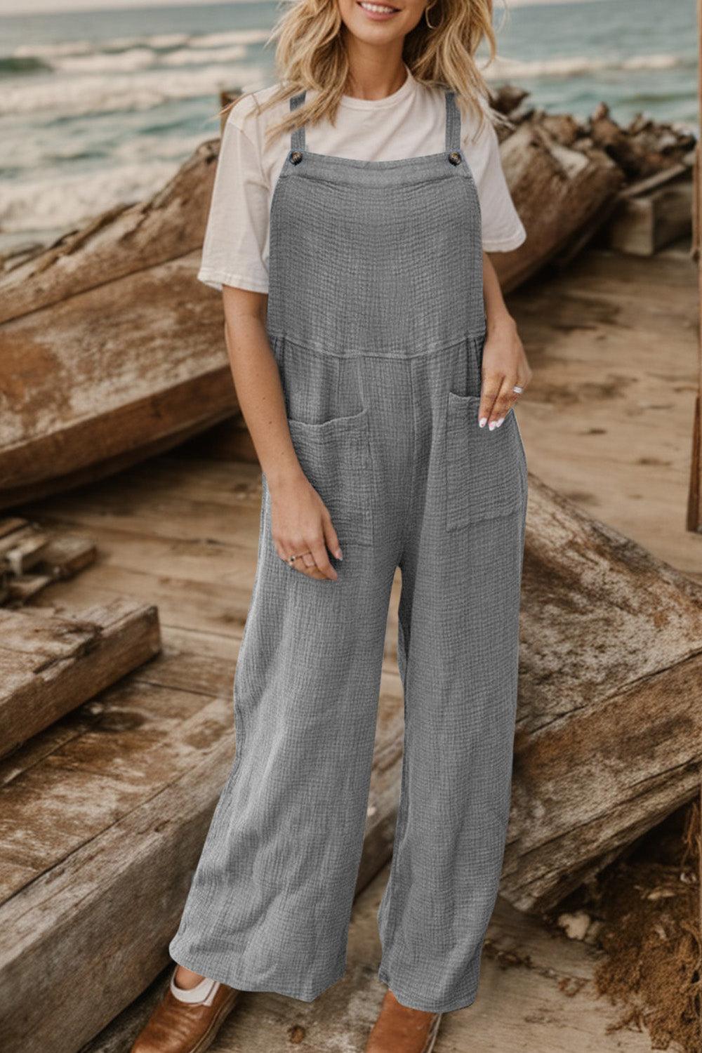 Full Size Wide Leg Front Pocket Jumpsuit Carauana Store