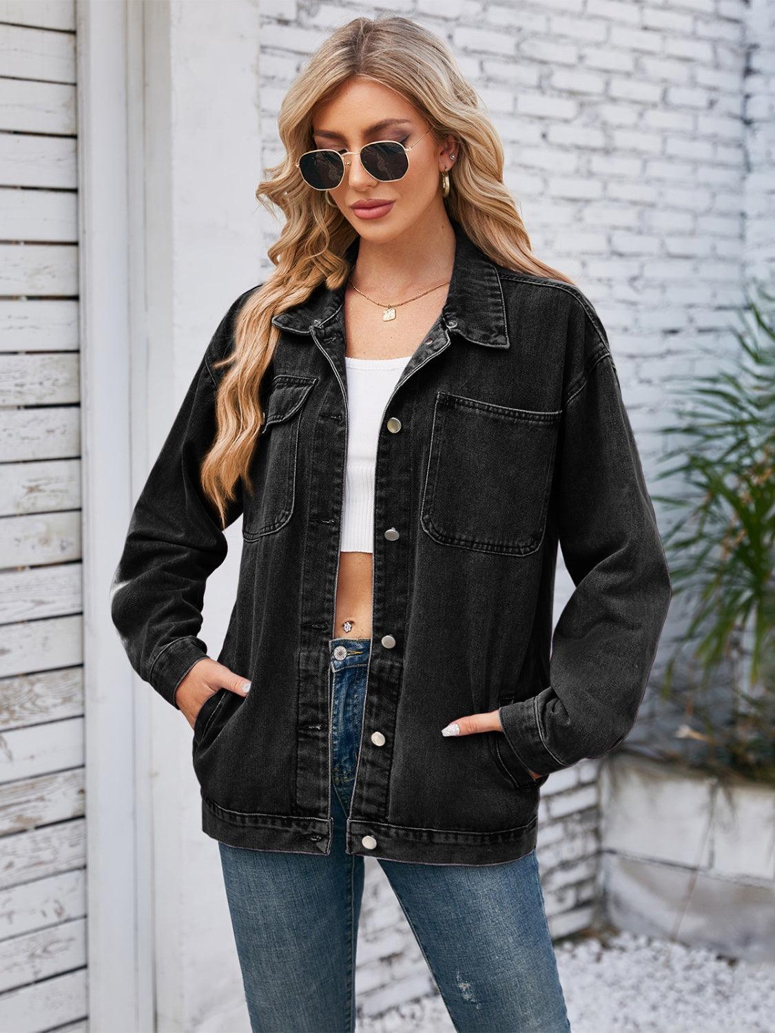 Pocketd Button Up Detachable Hooded Denim Jacket Carauana Store