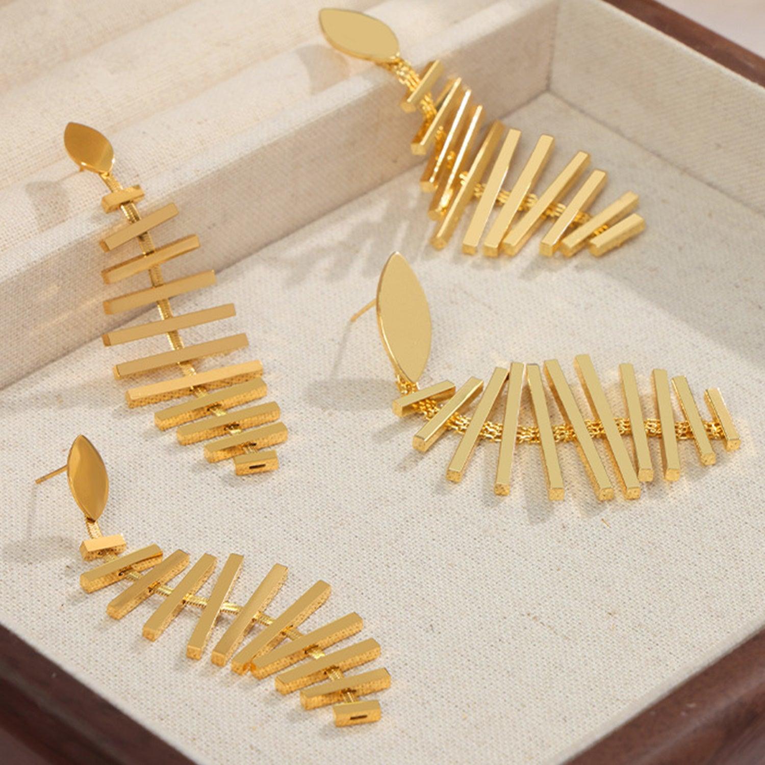 Titanium Steel Fishbone Shape Earrings Carauana Store