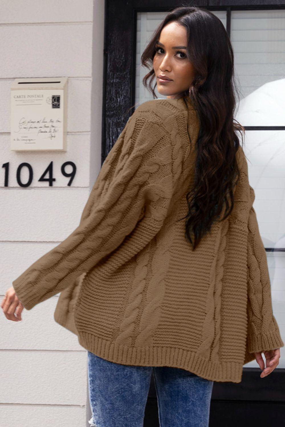Open Front Cable-Knit Cardigan Carauana Store