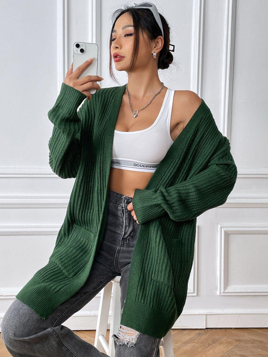 Open Front Long Sleeve Cardigan Carauana Store