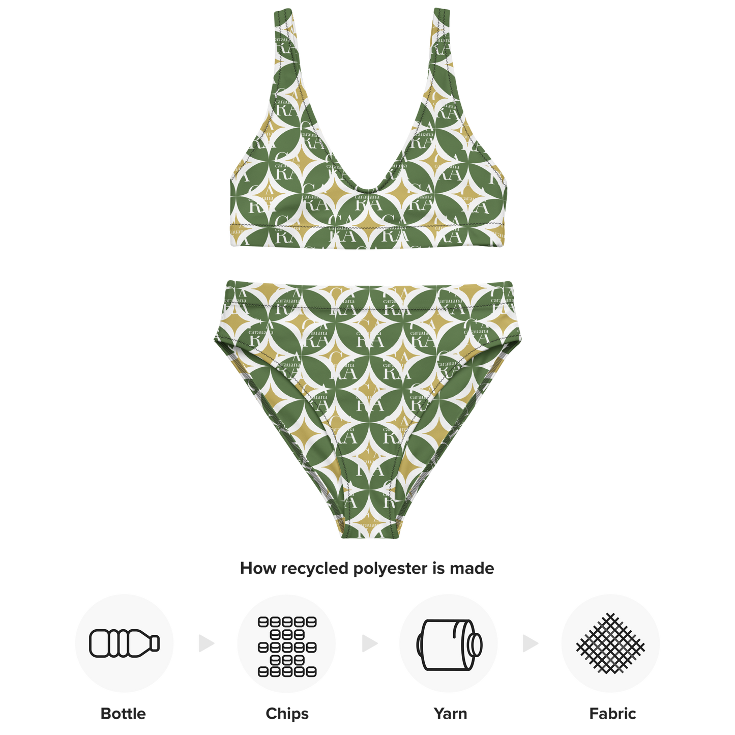 CaRaNaNa high-waisted bikini Green Pattern Carauana Store