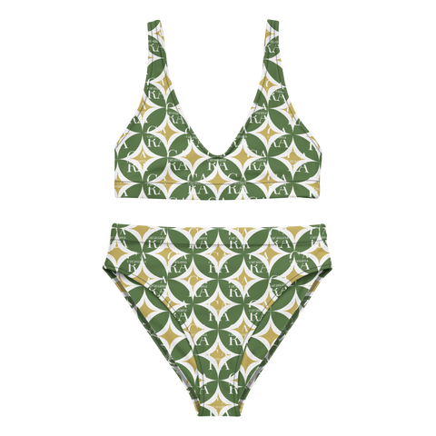 CaRaNaNa high-waisted bikini Green Pattern