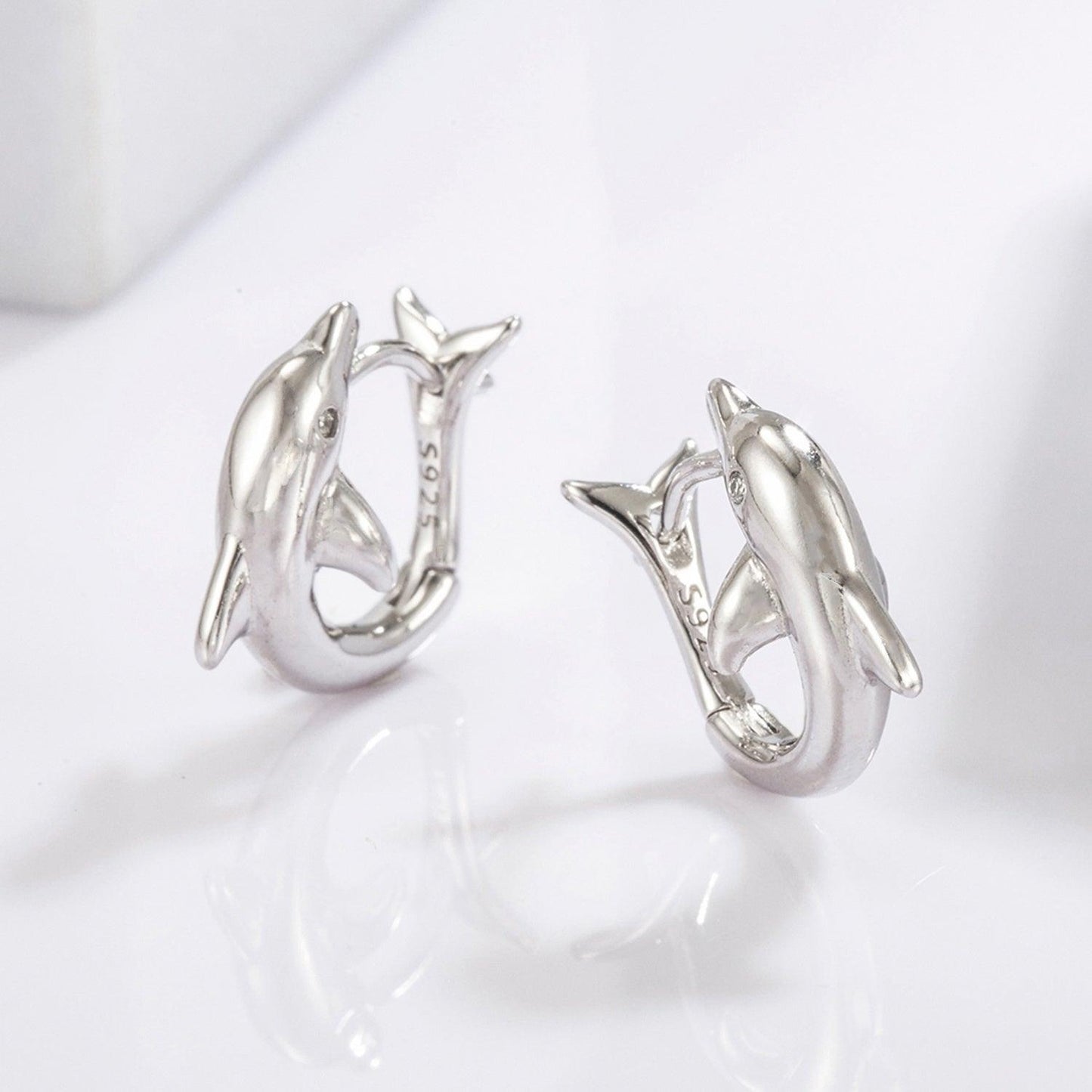 925 Sterling Silver Zircon Dolphin Earrings Carauana Store