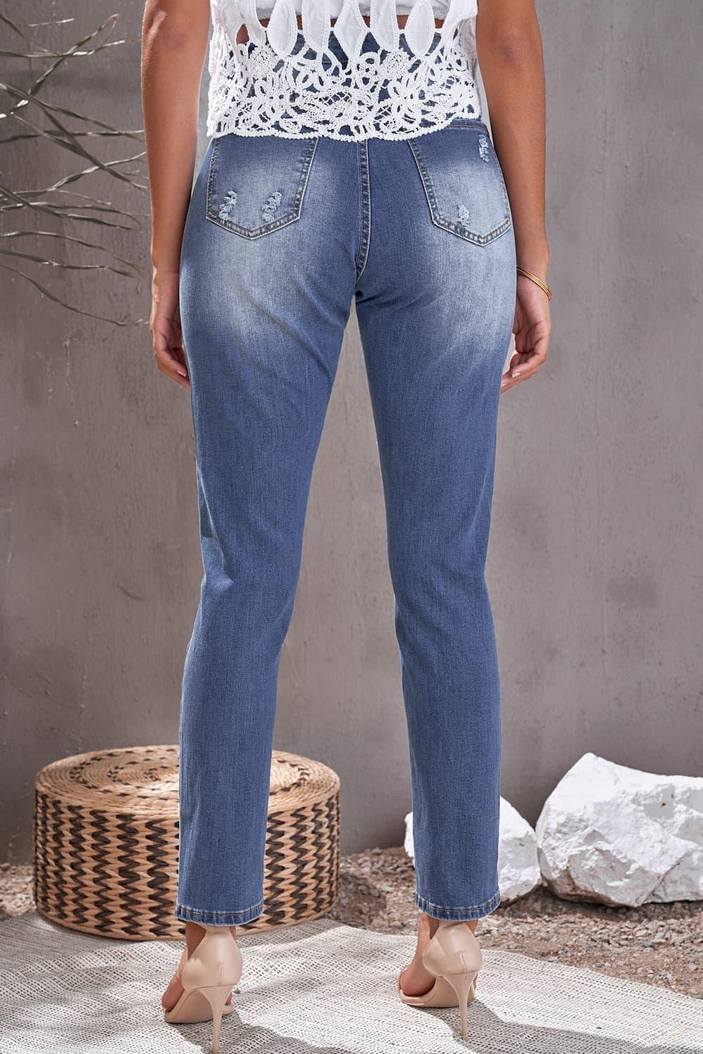 Baeful Leopard Patch Ankle-Length Jeans Carauana Store
