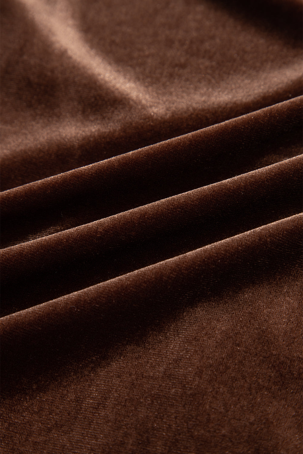 Chicory Coffee Solid Color Velvet V Neck Long Sleeve Tiered Mini Dress