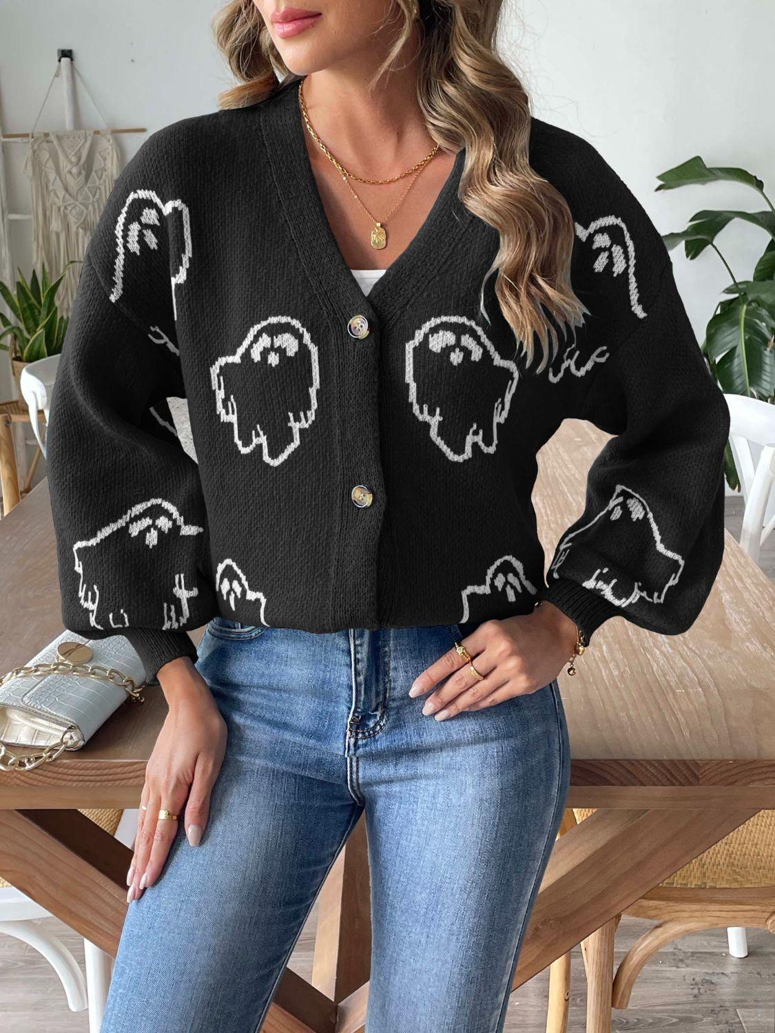 V-Neck Dropped Shoulder Cardigan Carauana Store