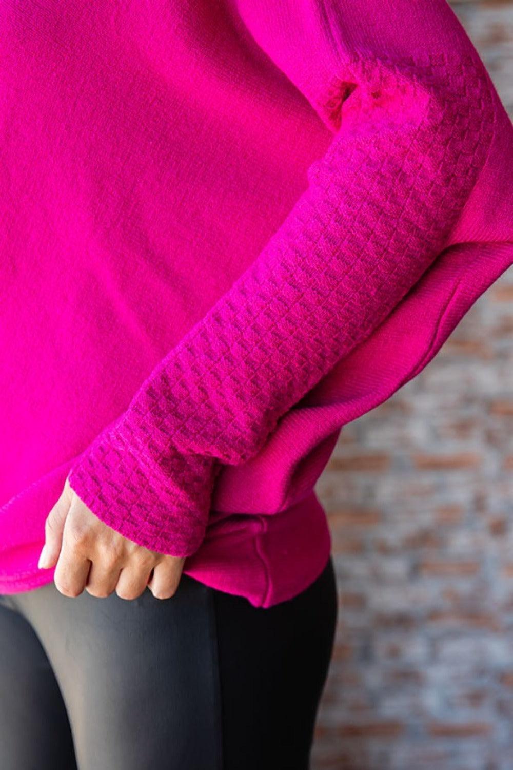 First Love Full Size Asymmetrical Hem Dolman Sleeve Sweater Carauana Store