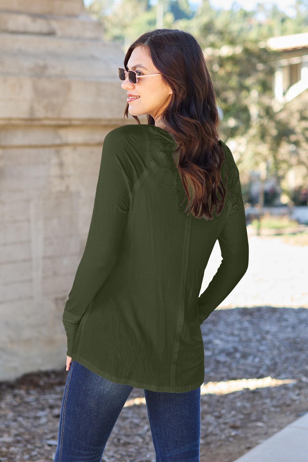 Basic Bae Full Size Round Neck Long Sleeve T-Shirt Carauana Store