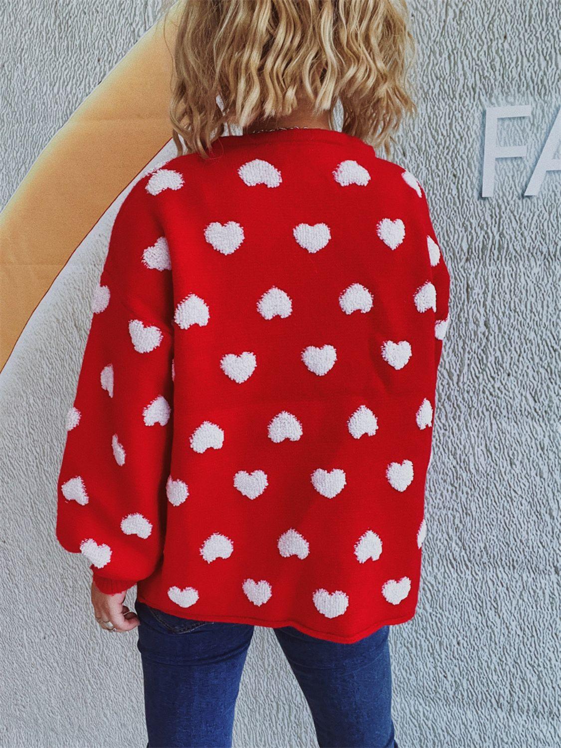 Heart Button Up Long Sleeve Cardigan Carauana Store