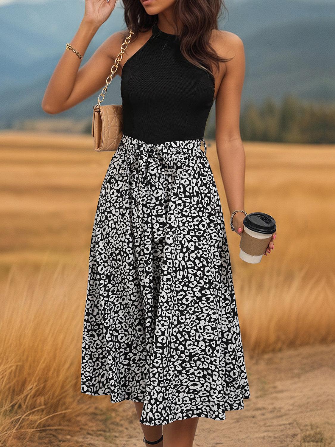 Leopard Halter Neck Midi Dress Carauana Store