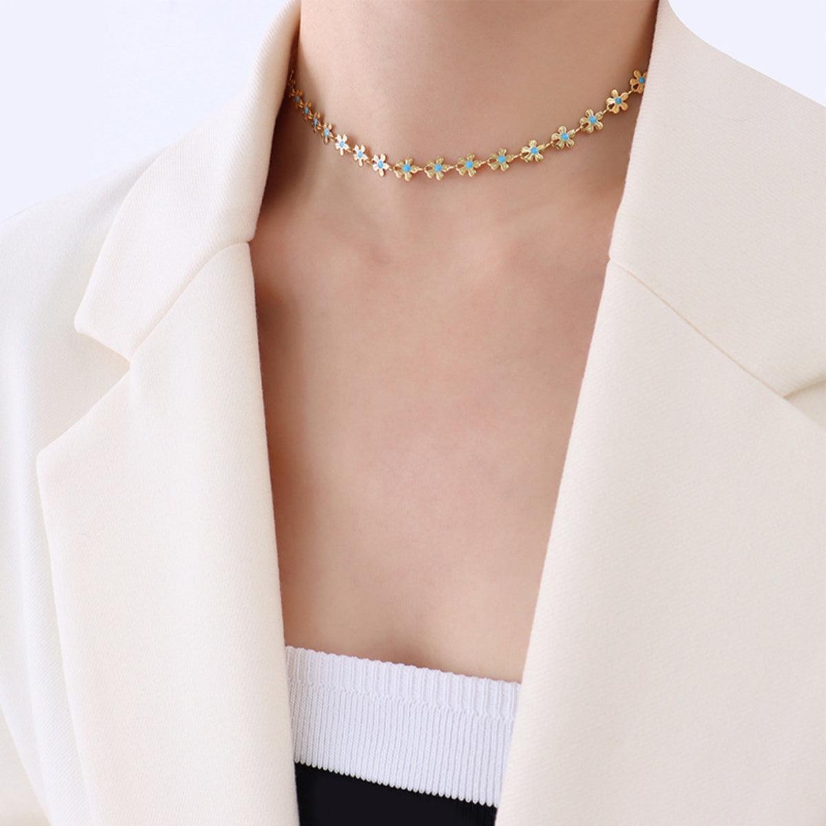 Titanium Steel Drip Oil Flower Necklace Carauana Store