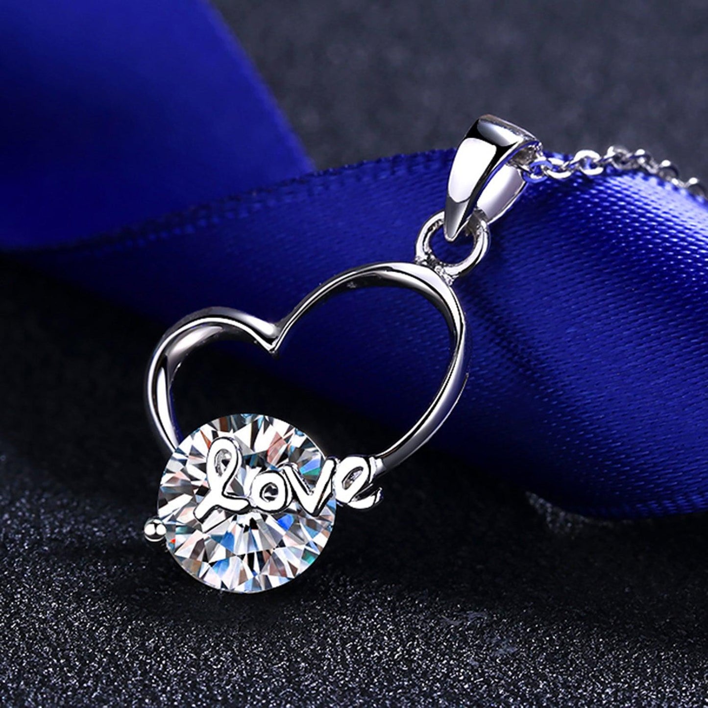 2 Carat Moissanite Heart 925 Sterling Silver Necklace Carauana Store
