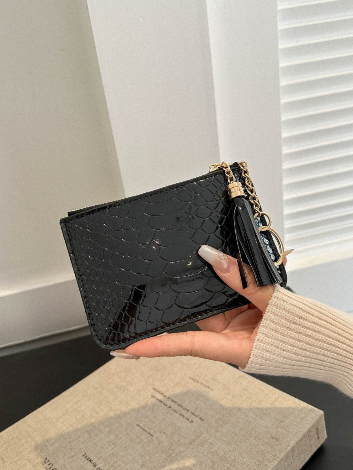 PU Leather Tassel Trim Card Case Carauana Store