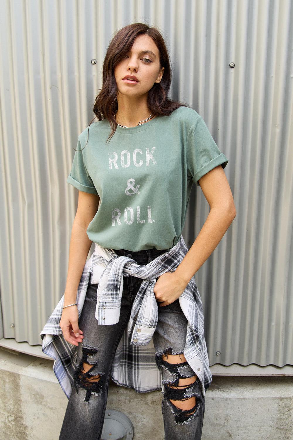 Simply Love Full Size ROCK & ROLL Short Sleeve T-Shirt Carauana Store