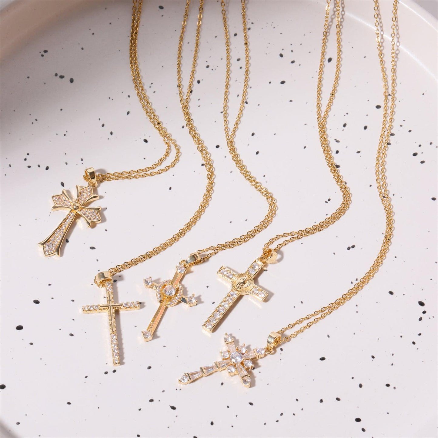 Stainless Steel Inlaid Zircon Cross Necklace Carauana Store