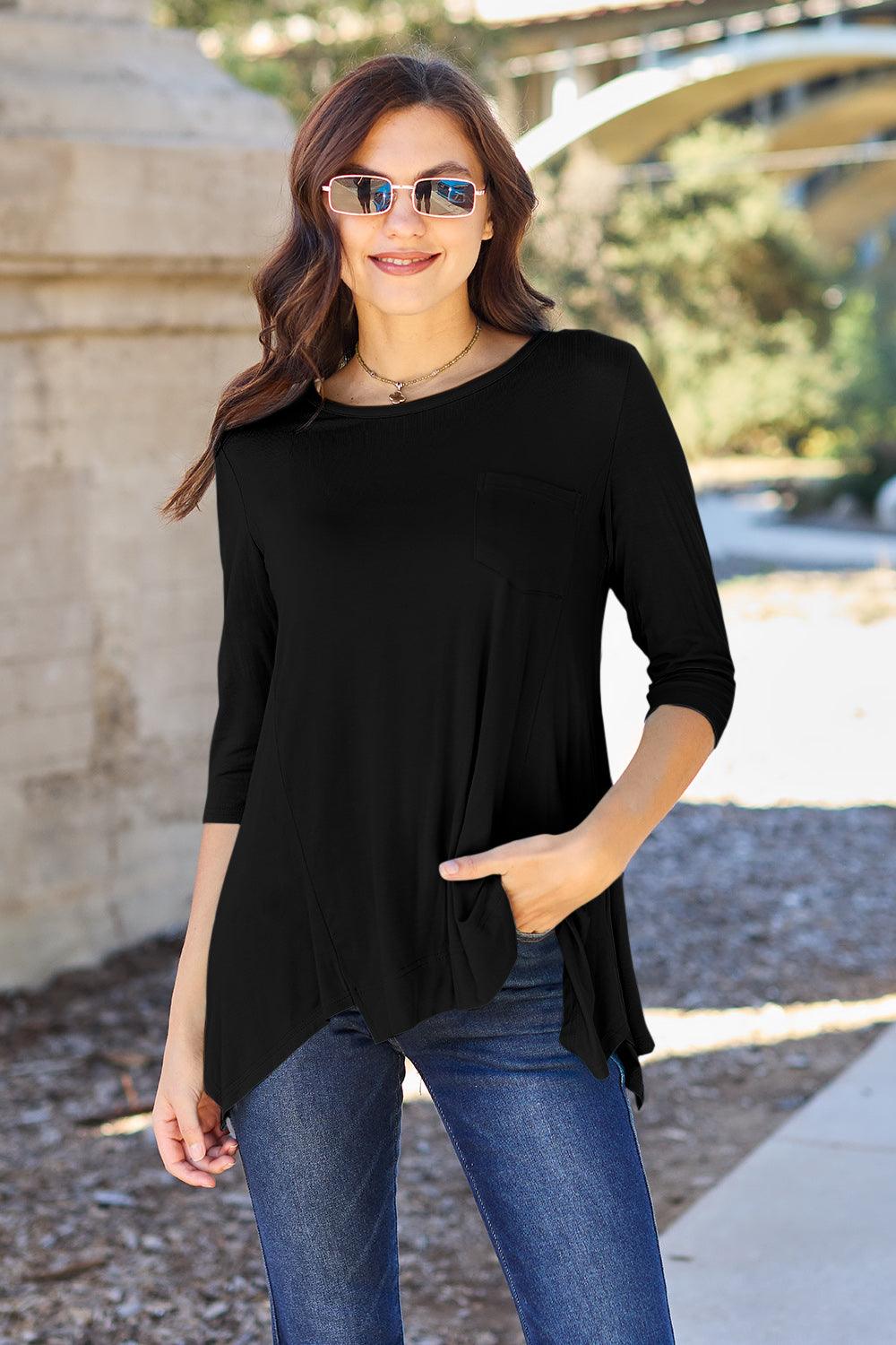 Basic Bae Full Size Round Neck Pocketed T-Shirt Carauana Store